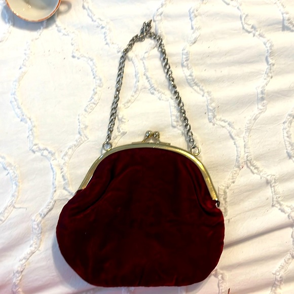 Small Maroon Velvet vintage purse. - Picture 1 of 3